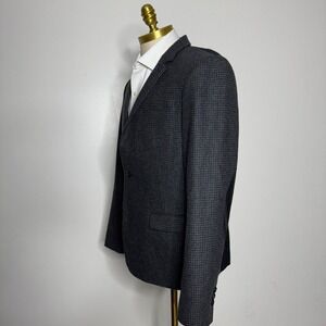 All Saints Blazer Sport Coat 42R Mens Gray Tweed Wool Leather Elbow‎ Patch